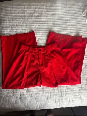 INCERUN Men’s Red Pleated Dress Pants